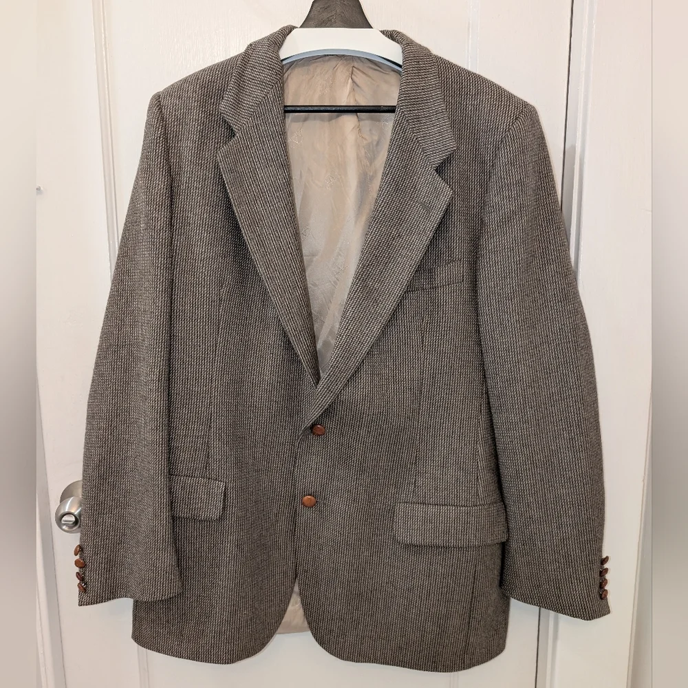 Vintage Valentino Sport Coat Jacket Tweed Wool Academia 44 46 Union Made USA